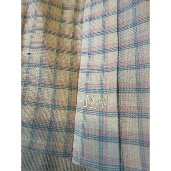 Johnston & Murphy Dress Shirt Mens XL White Multicolor Plaid Check Button Front - Picture 6 of 15